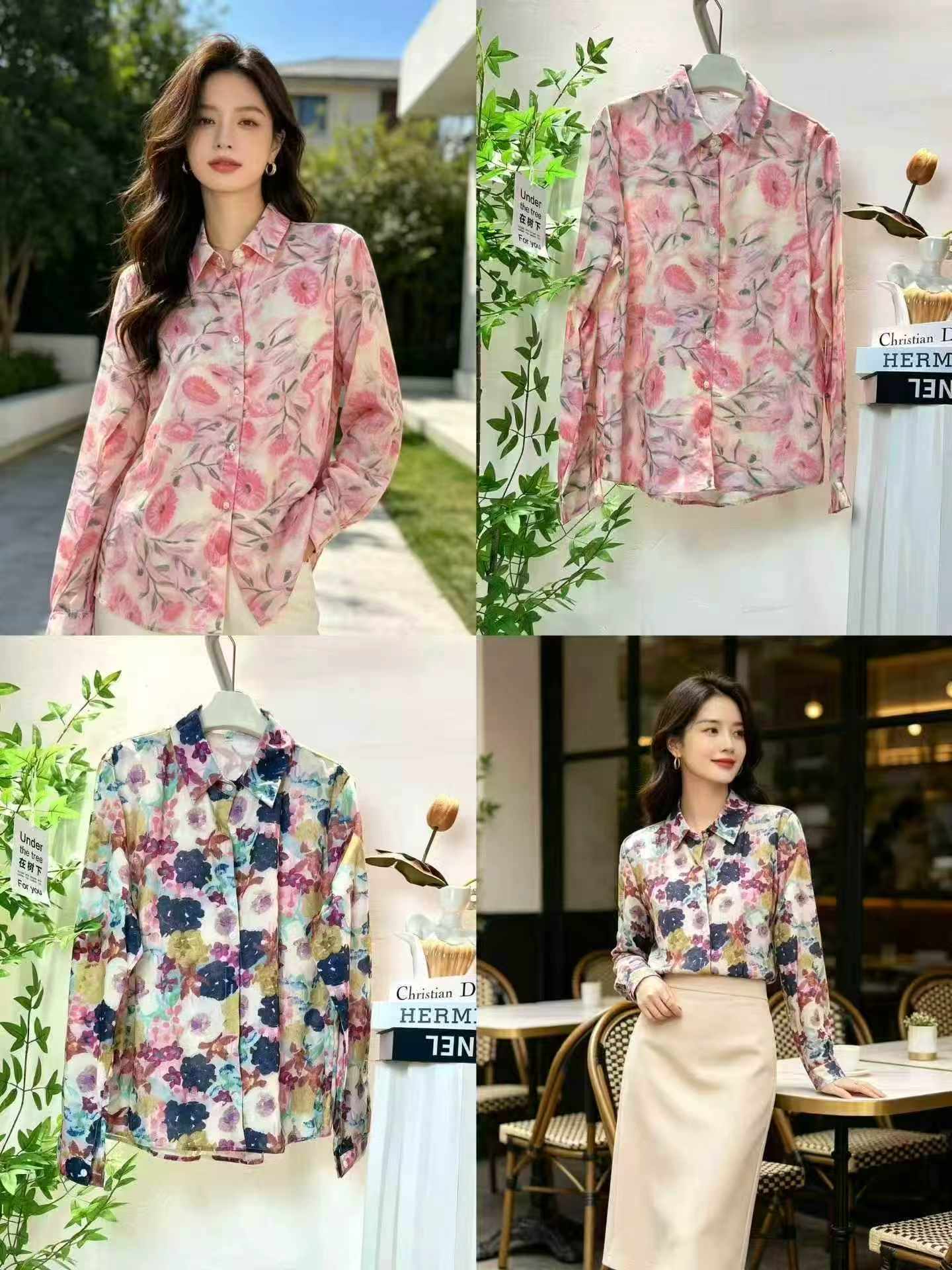 350 Piezas de Camisas de Estilo Francés con Protección Solar y Estampado de Pintura al Óleo - Image 5