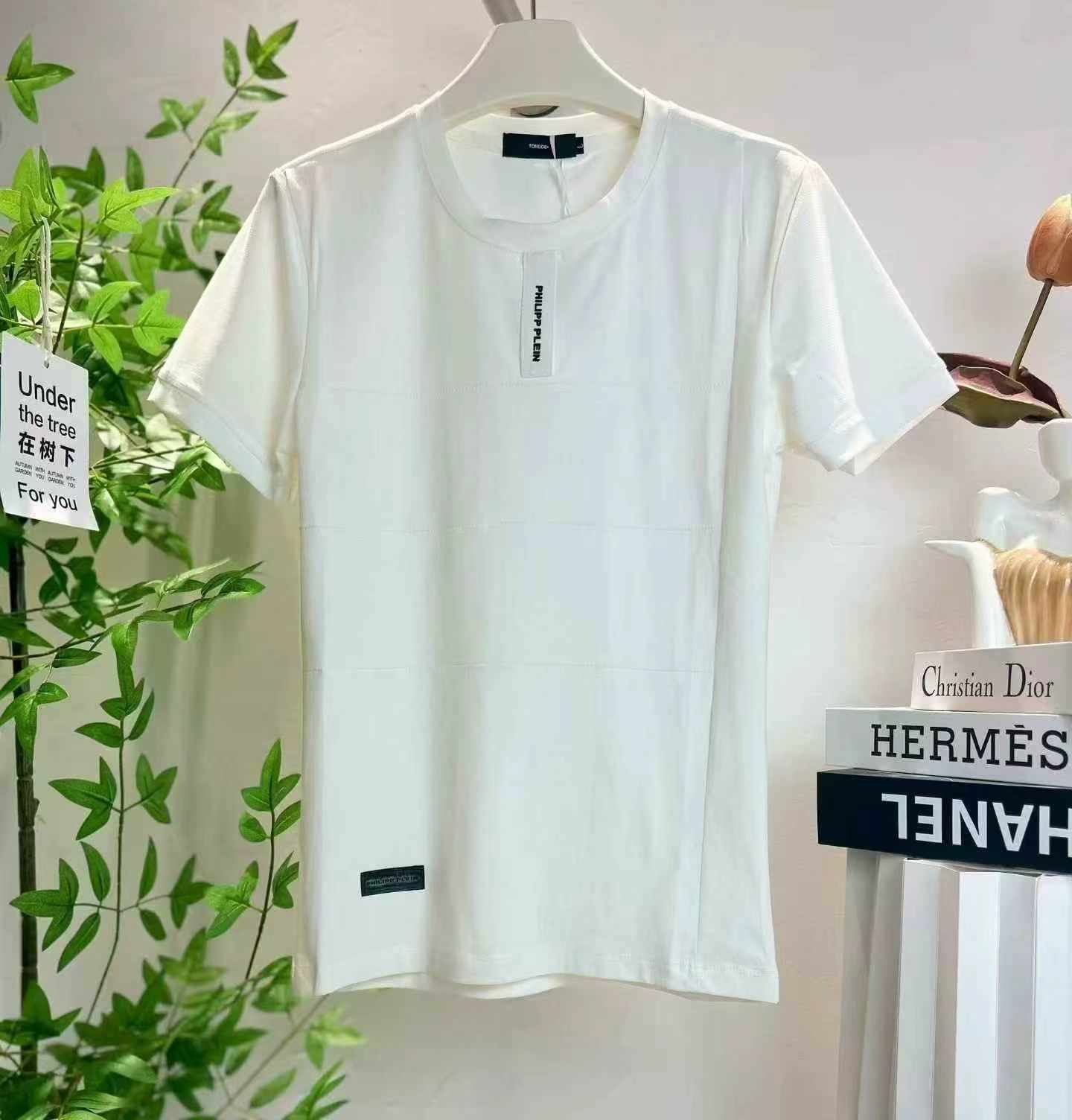 180 Pcs Black White Cotton High Stretch Slim Short Sleeve T-Shirts - Image 5