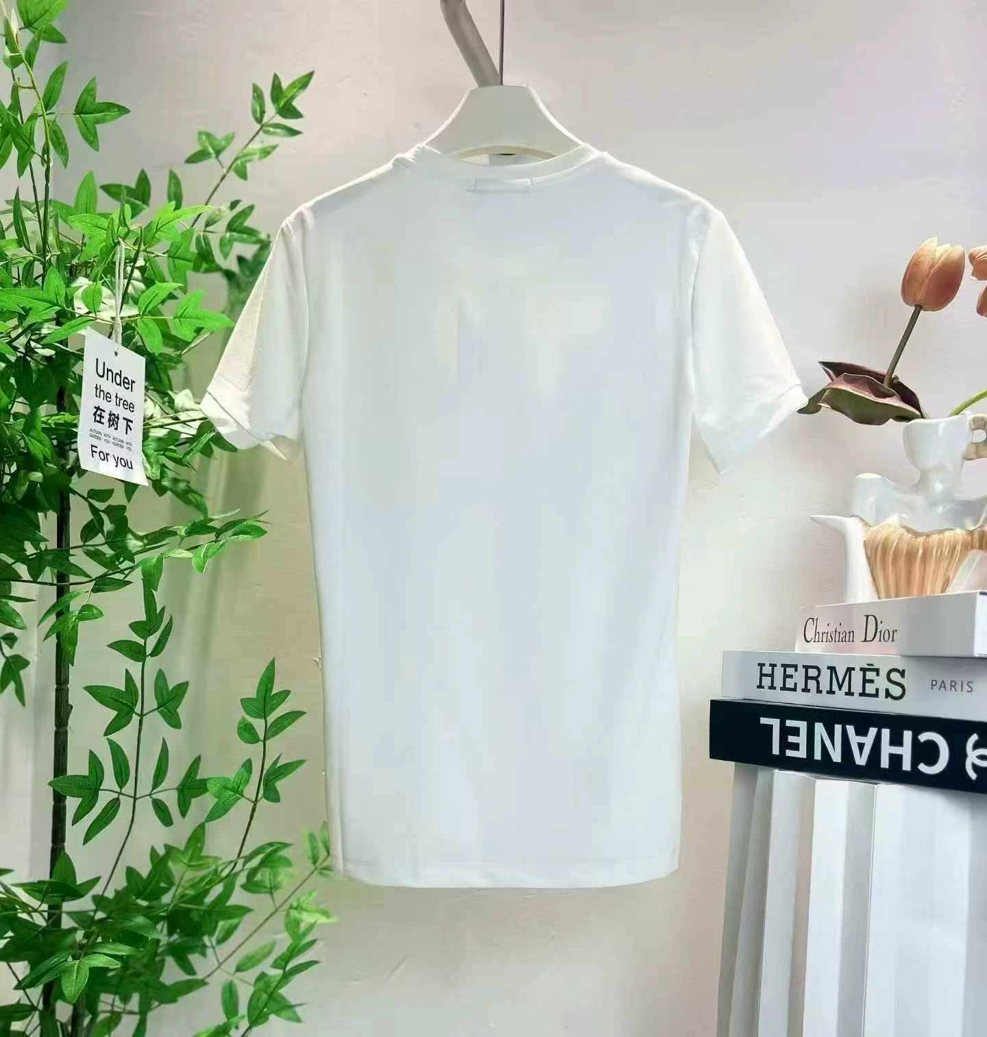 180 Pcs Black White Cotton High Stretch Slim Short Sleeve T-Shirts - Image 6
