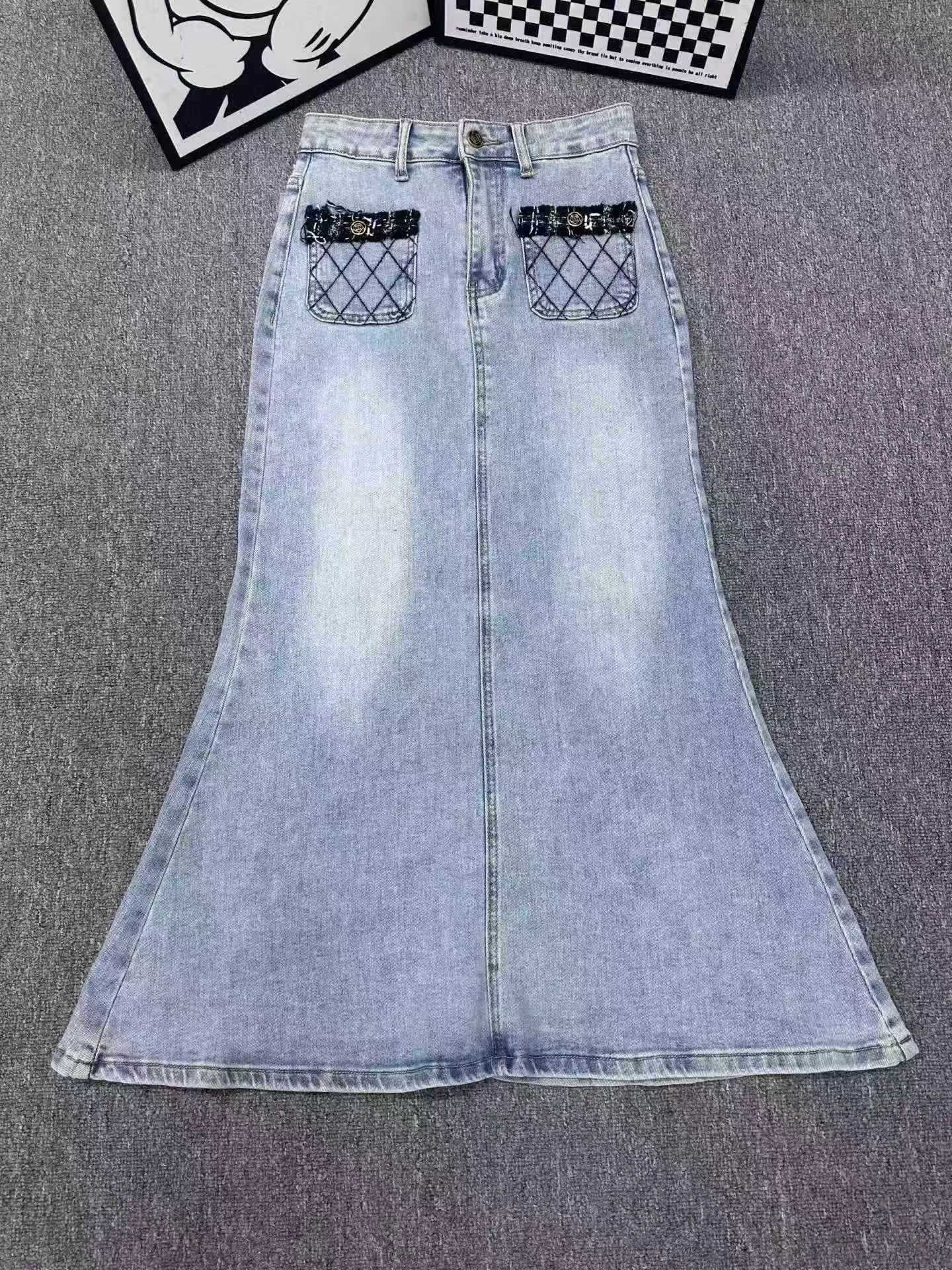 High Elasticity High Waist Slit Midi Denim Mermaid Skirt for Women 167 Pieces - Image 5