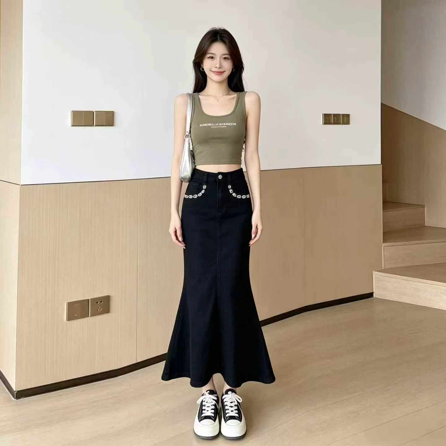 Rhinestone High Stretch Mermaid Skirt For Women, 75 Pieces - Image 2