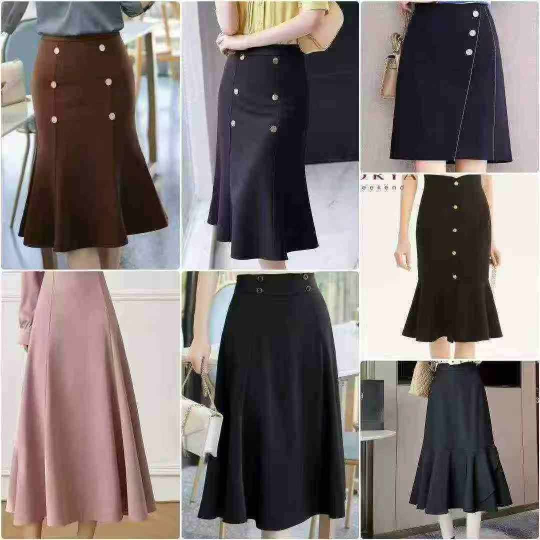 About 1000 Pieces High Waist A-line Midi Flared Skirt Clearance - Image 2