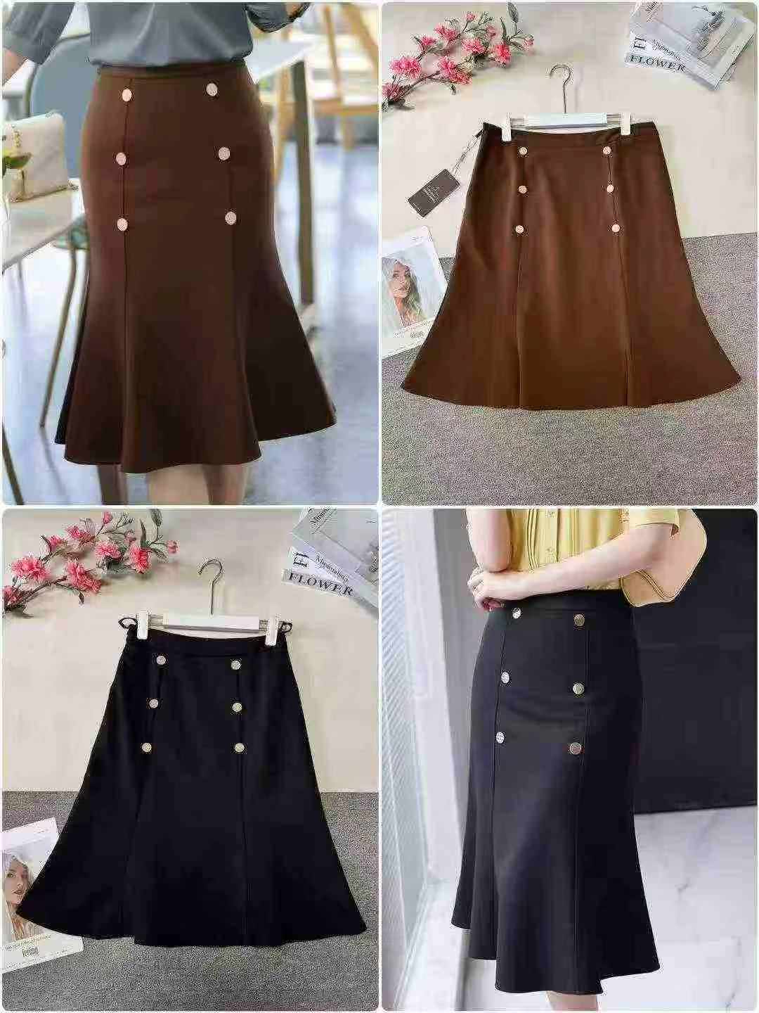 About 1000 Pieces High Waist A-line Midi Flared Skirt Clearance - Image 3