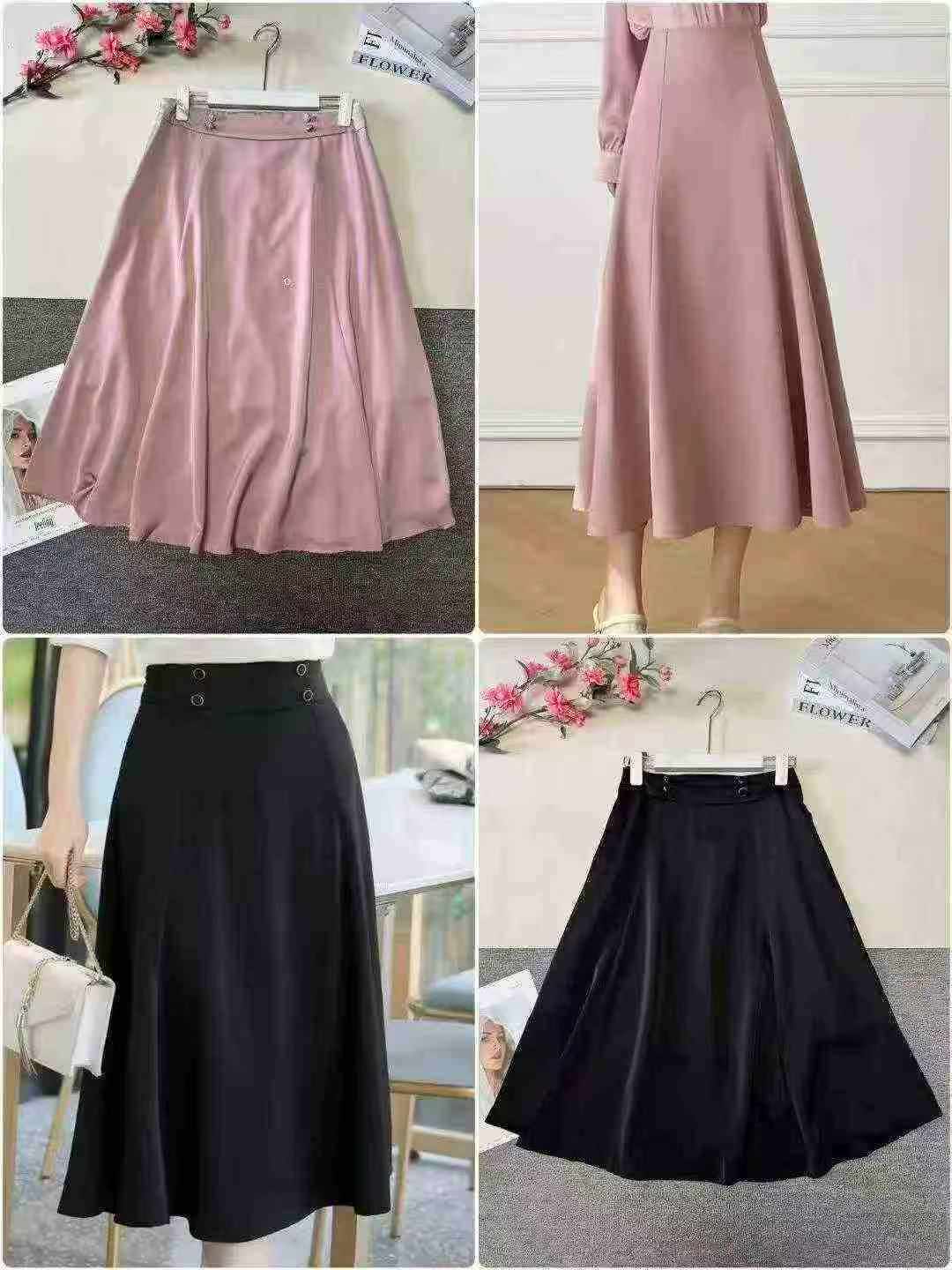 About 1000 Pieces High Waist A-line Midi Flared Skirt Clearance - Image 4