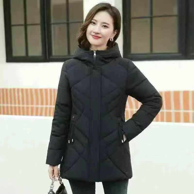 400 Buah Mantel Katun Musim Dingin Wanita Extra Tebal Ukuran Plus Panjang Menengah - Image 2
