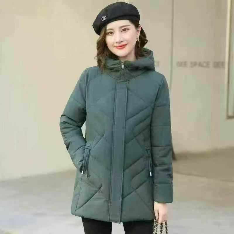 400 Buah Mantel Katun Musim Dingin Wanita Extra Tebal Ukuran Plus Panjang Menengah - Image 3