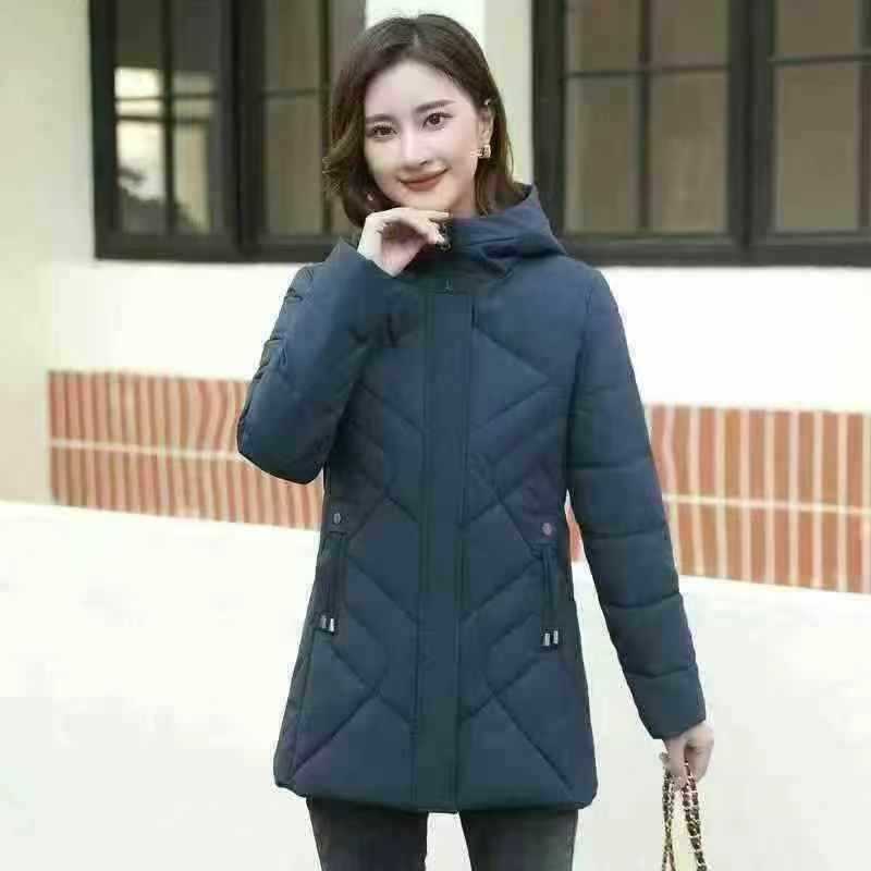 400 Buah Mantel Katun Musim Dingin Wanita Extra Tebal Ukuran Plus Panjang Menengah - Image 4