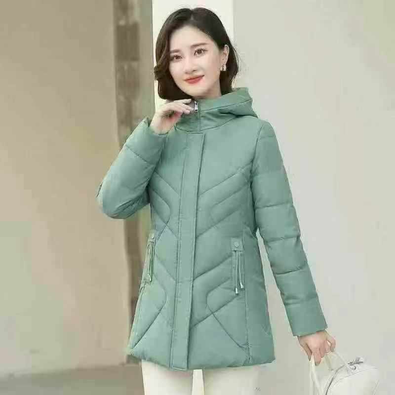 400 Buah Mantel Katun Musim Dingin Wanita Extra Tebal Ukuran Plus Panjang Menengah - Image 5