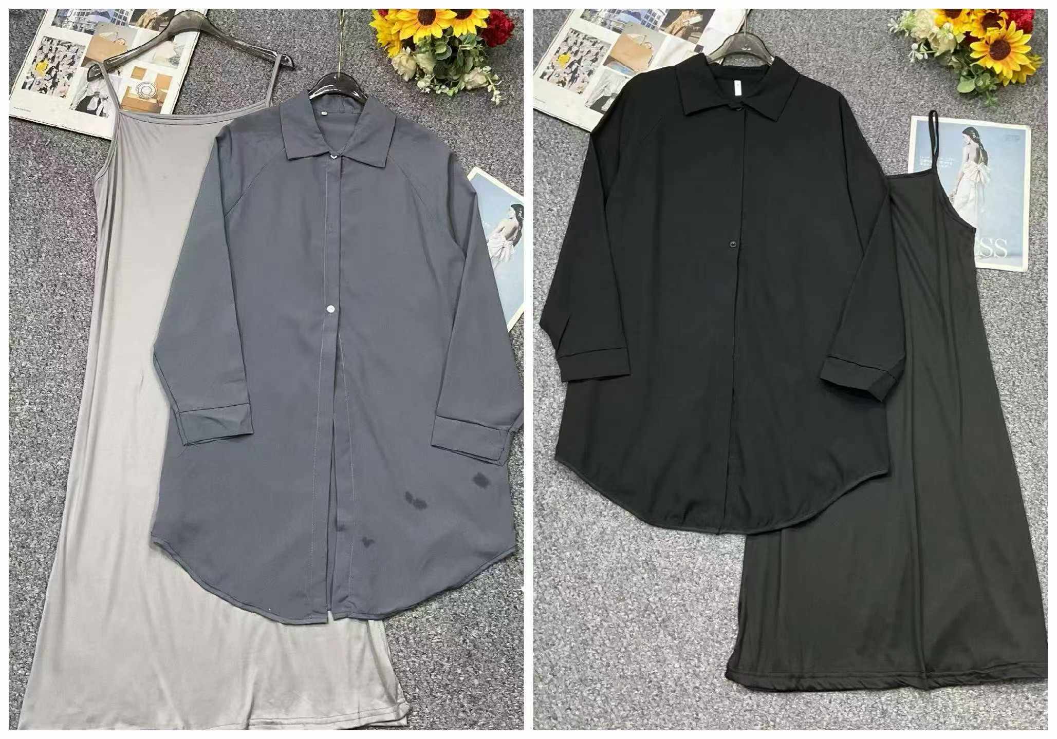 Summer Korean Style 2-Piece Shirt & Maxi Strap Dress, 1015 Pieces Stock Clearance Wholesale - Image 4