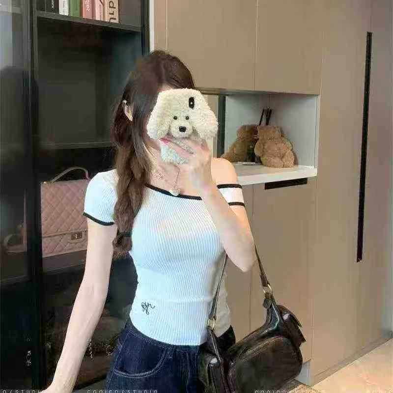 311 Pieces Sexy Off-shoulder Knit Short Sleeve Tops - Image 4
