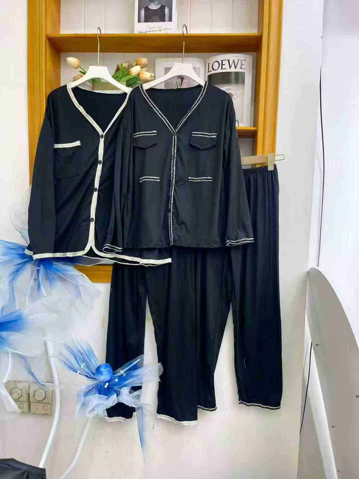 Black Minimalist Tweed-style Pajama Set, Around 300 Sets - Image 4