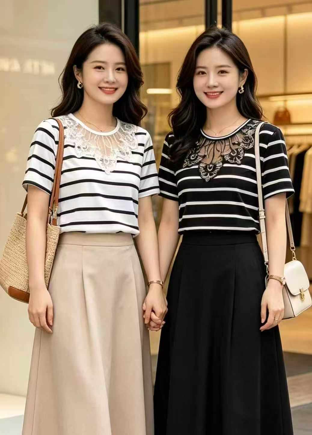 High-end Lace Patchwork Versatile T-shirt 3200 Pieces - Image 2