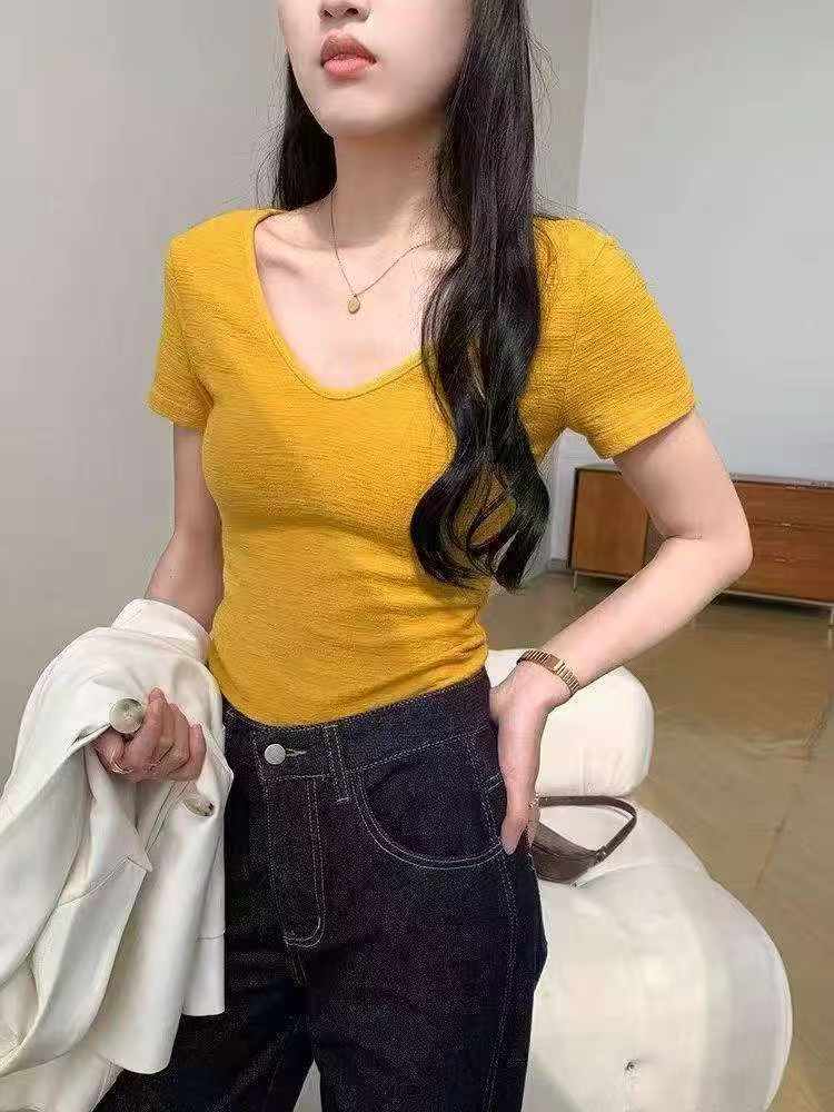 1090 Pcs Korean Style Textured Sexy Women's T-Shirts - Image 7