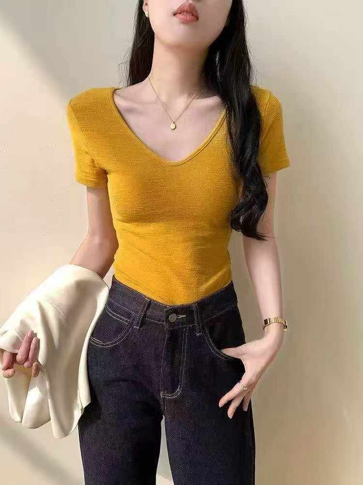 1090 Pcs Korean Style Textured Sexy Women's T-Shirts - Image 9