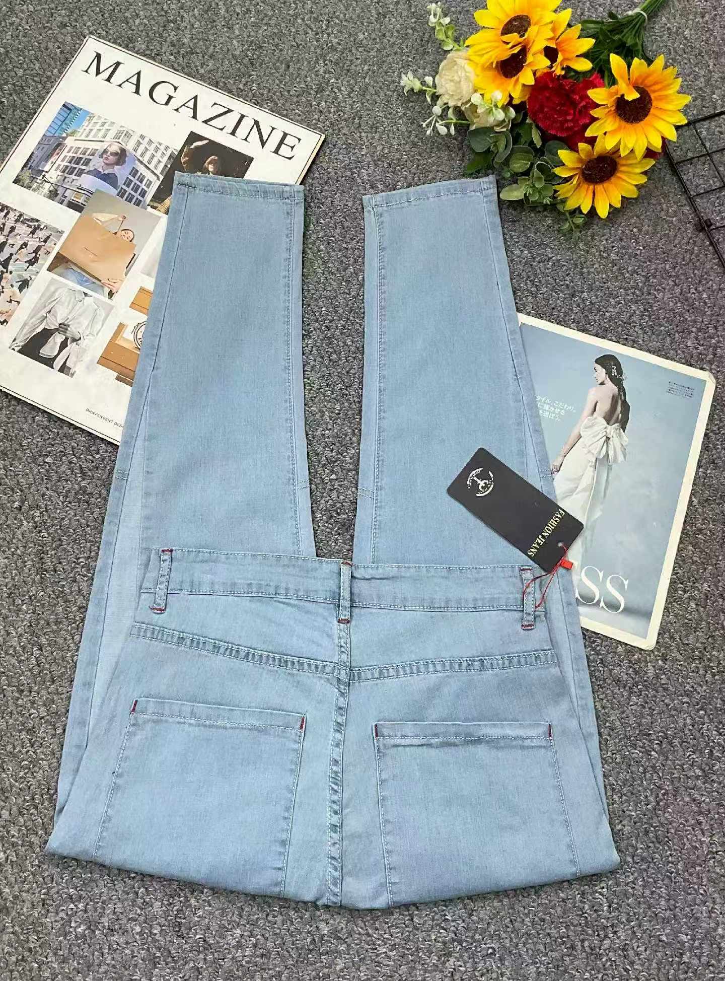 Spring Summer High Stretch Men's Washed Cotton Jeans, About 210 Pieces - Image 3