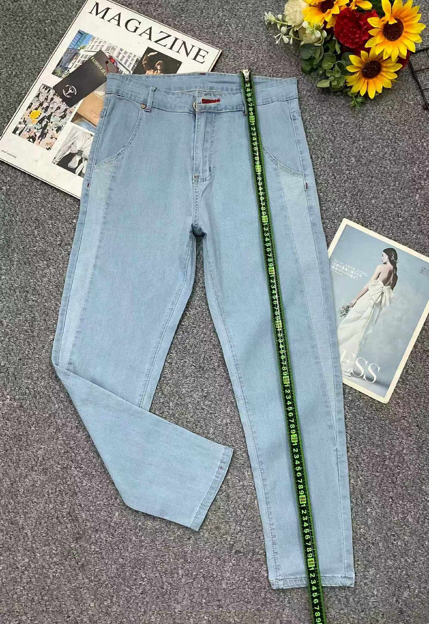 Spring Summer High Stretch Men's Washed Cotton Jeans, About 210 Pieces - Image 4