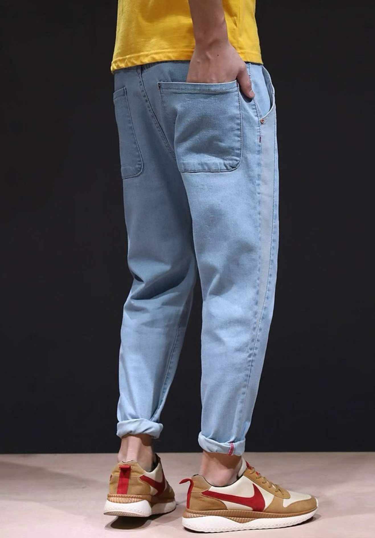 Spring Summer High Stretch Men's Washed Cotton Jeans, About 210 Pieces - Image 8