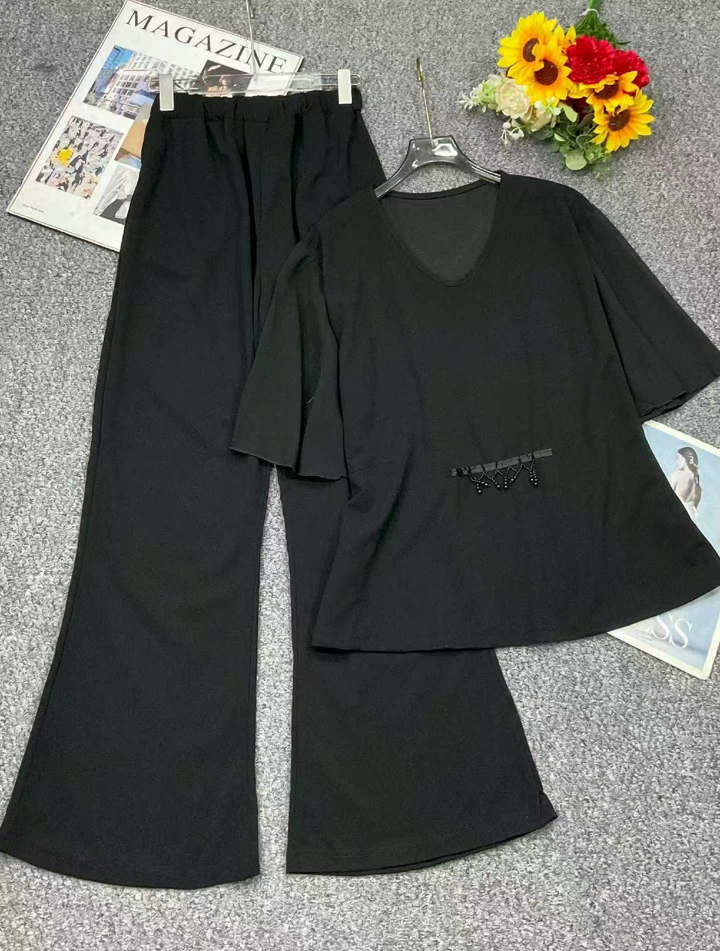 Summer New Loose Black Women's Set, 457 Pieces - Image 3