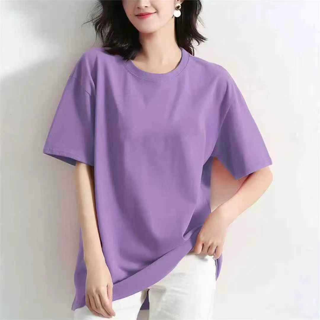 950pcs Women's Summer Pure Cotton Loose Plain Short Sleeve T-shirts - Image 2