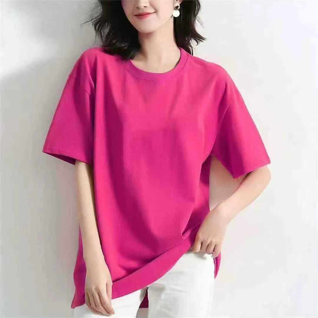 950pcs Women's Summer Pure Cotton Loose Plain Short Sleeve T-shirts - Image 6
