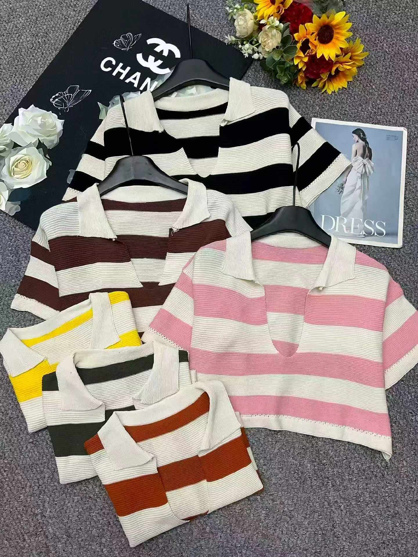 Tops de Tricô de Manga Curta de Verão no Estilo Coreano 1260 Peças - Image 3