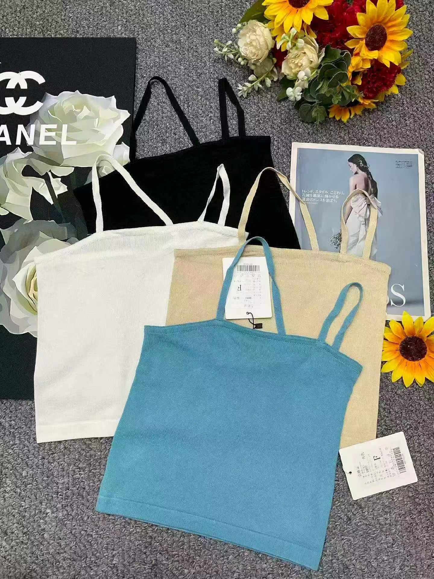 Summer New Original Brand Sexy Halter One-shoulder Ice Silk Knit Camisole 965pcs - Image 3