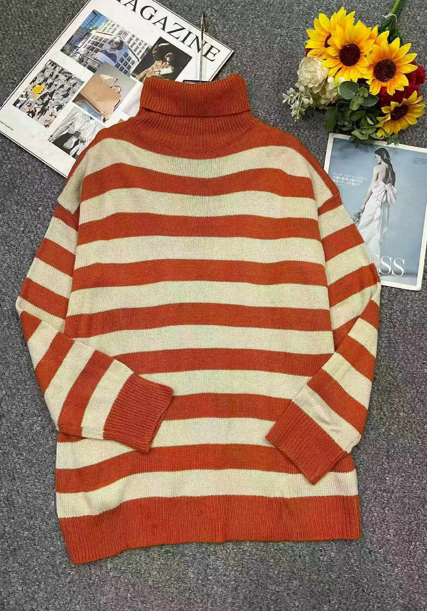 Autumn Winter Unisex Vintage Striped Turtleneck Sweater 800 Pieces - Image 3
