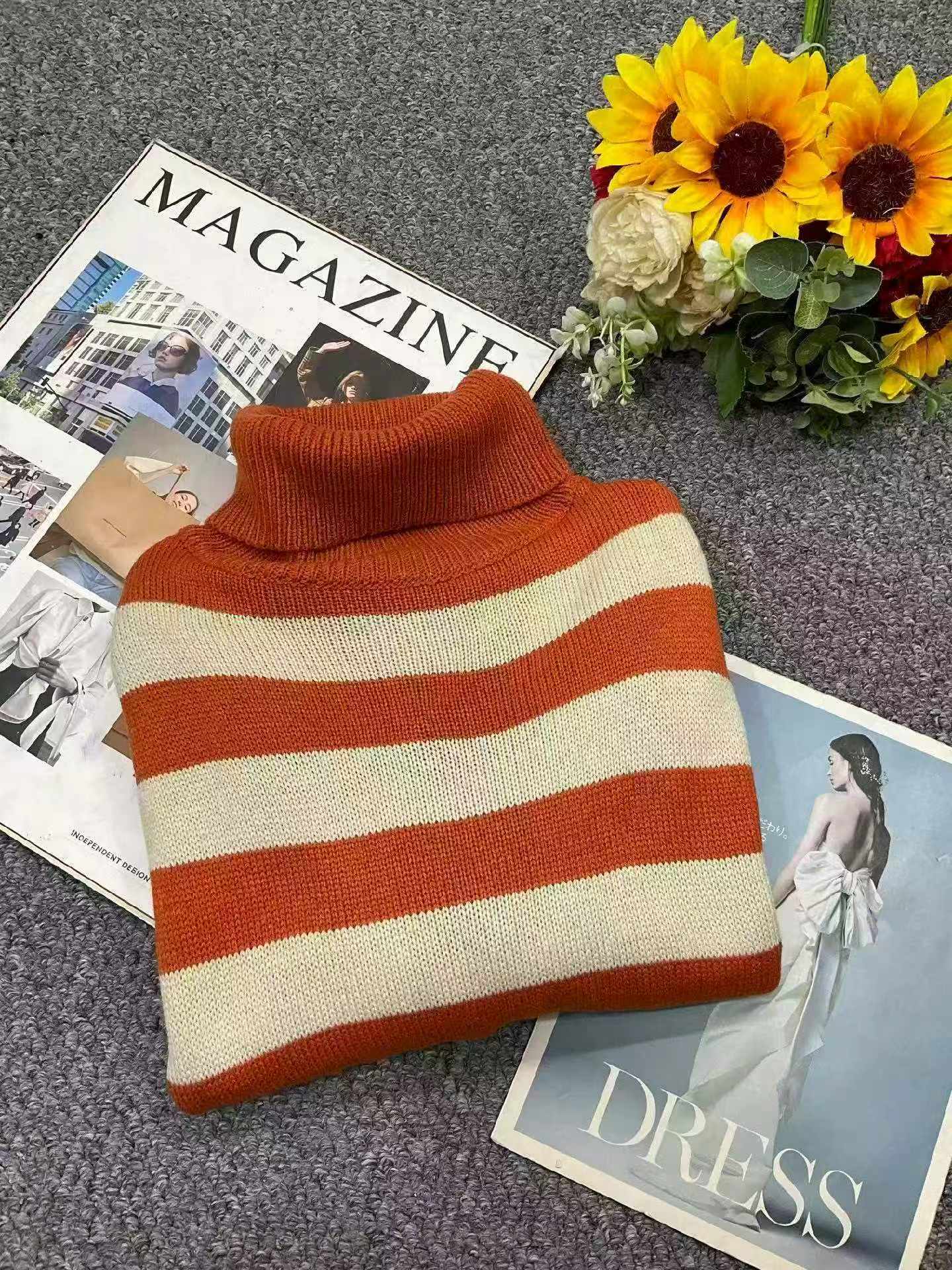 Autumn Winter Unisex Vintage Striped Turtleneck Sweater 800 Pieces - Image 8