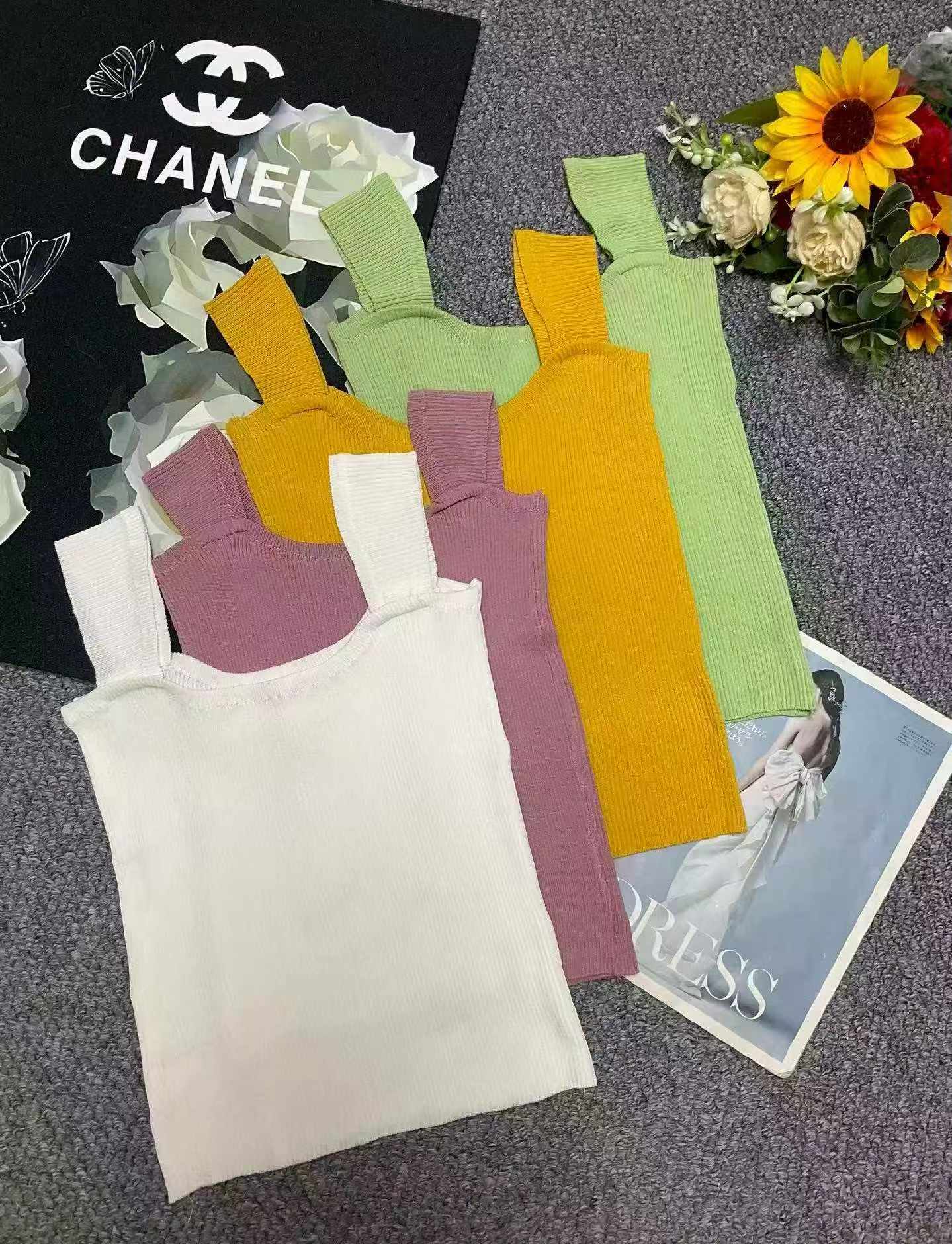 Summer Korean Style Simple Ice Silk Knit Camisole Vest 820 Pieces - Image 2