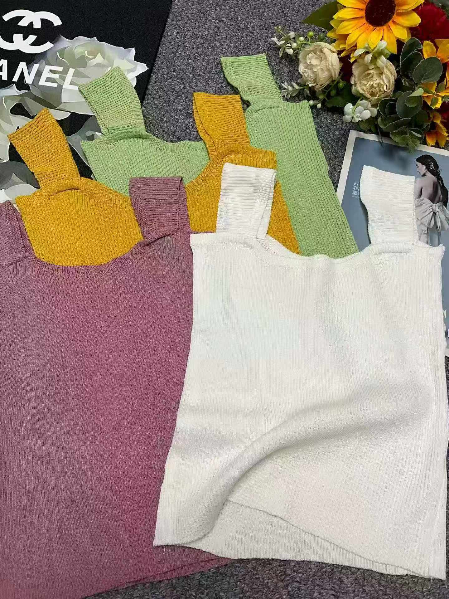 Summer Korean Style Simple Ice Silk Knit Camisole Vest 820 Pieces - Image 3
