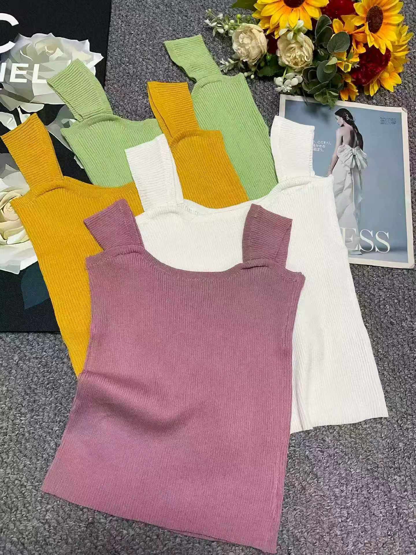 Summer Korean Style Simple Ice Silk Knit Camisole Vest 820 Pieces - Image 6