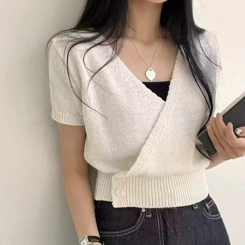 Summer French Design Waist Cinched Knit Short Sleeve T-shirt, 538 Pieces - Image 4