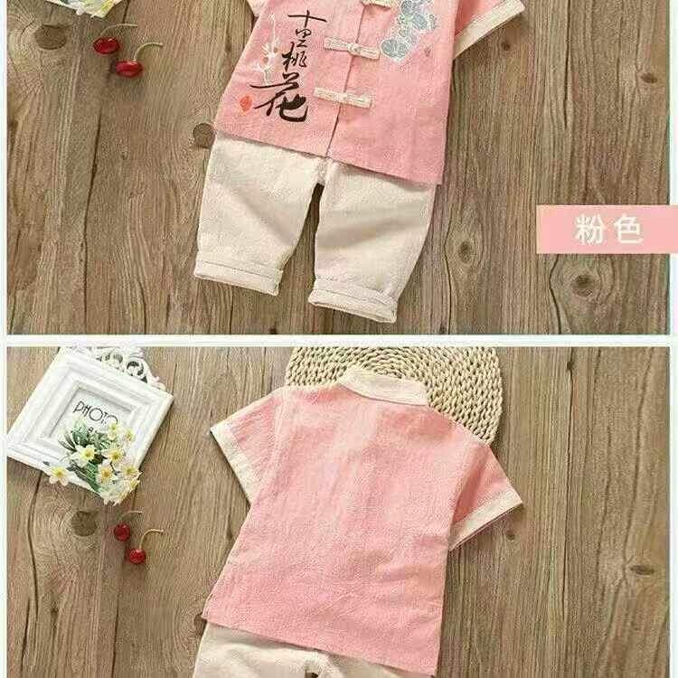 New Summer Boys Girls Cotton Linen Chinese Retro Hanfu Tang Suit Set, About 1280 Sets - Image 2