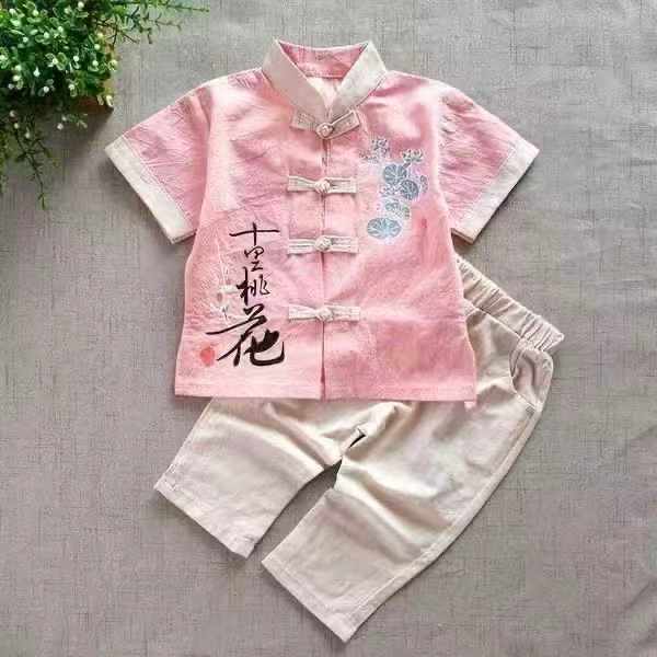 New Summer Boys Girls Cotton Linen Chinese Retro Hanfu Tang Suit Set, About 1280 Sets - Image 3