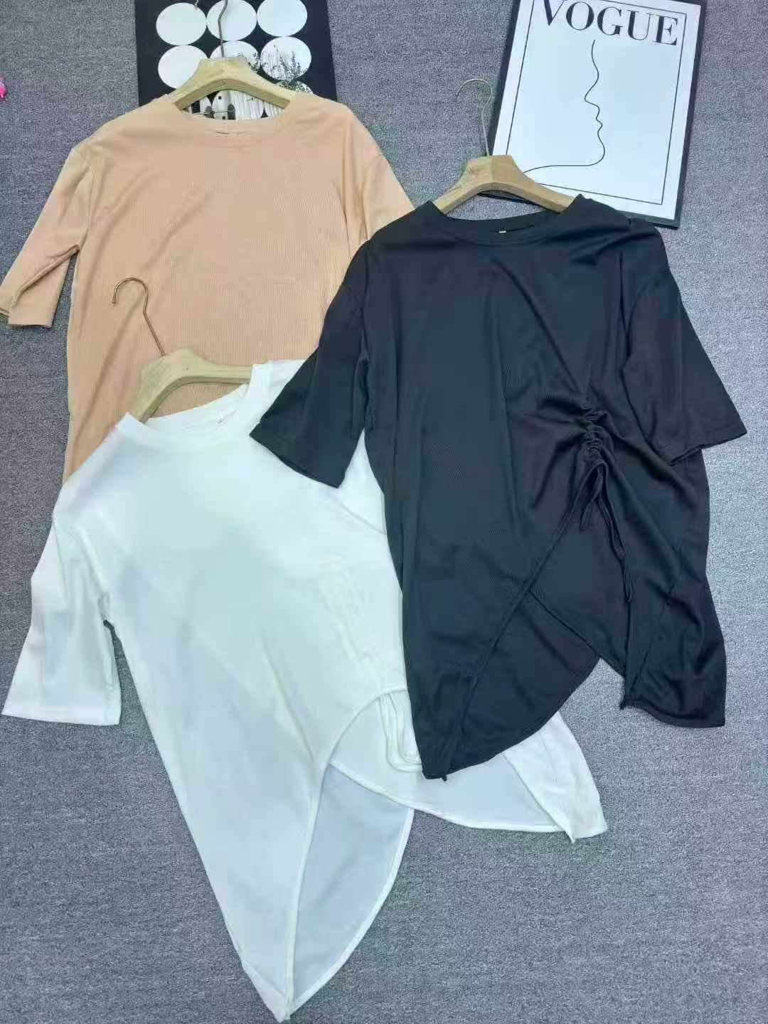 Camiseta de protección solar para mujer, con abertura irregular, longitud media, manga media y cordón ajustable, aproximadamente 500 piezas - Image 8