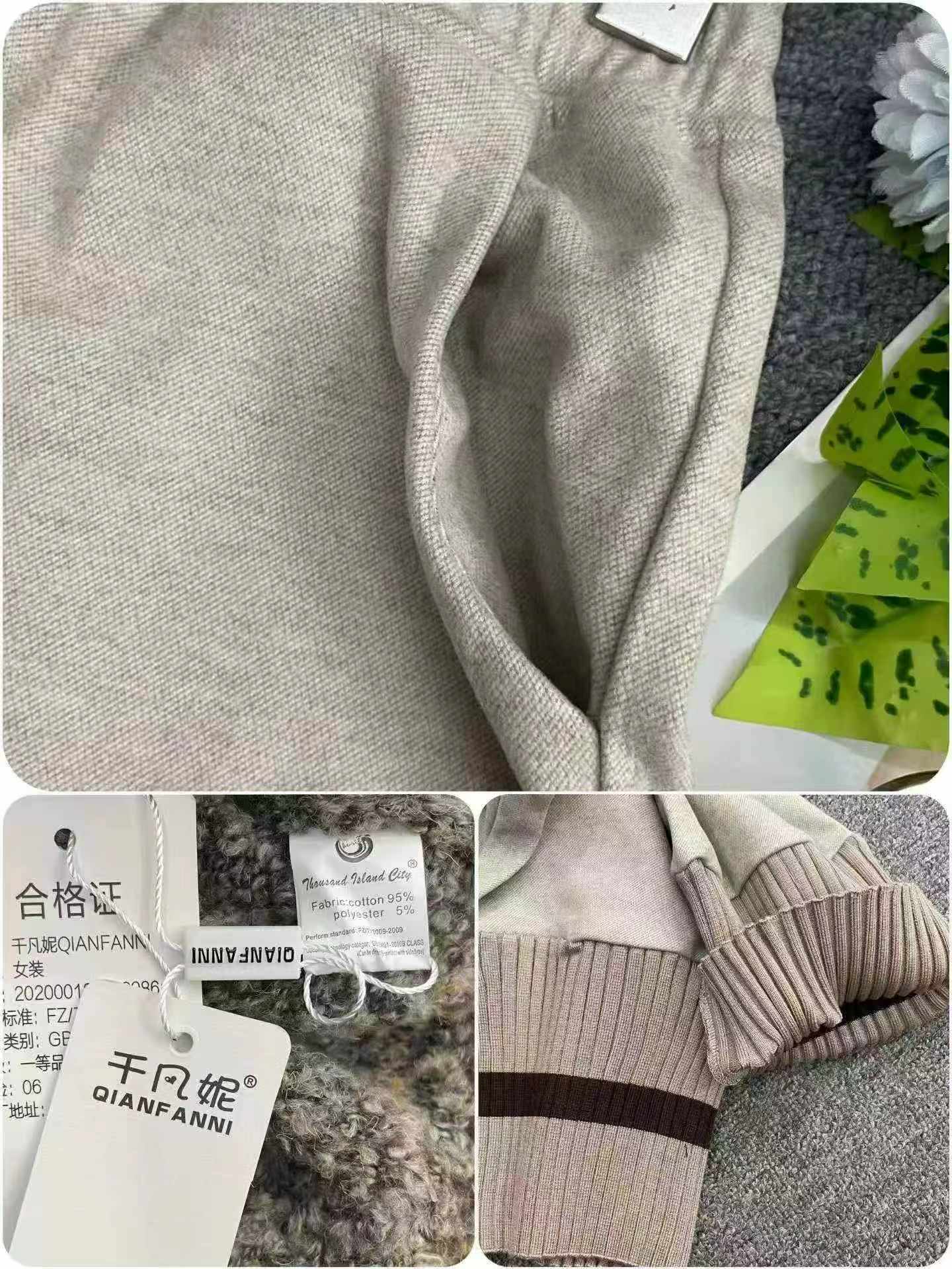 62 Set Pakaian Seiras Sweater Leher Tinggi Tebal Bahan Benang Berbintik Kitar Semula & Seluar Kaki Lebar - Image 8