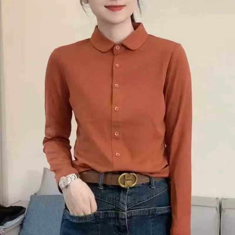 205pcs High-grade Cotton Plus Size Long Sleeve Women's Shirts - Image 4