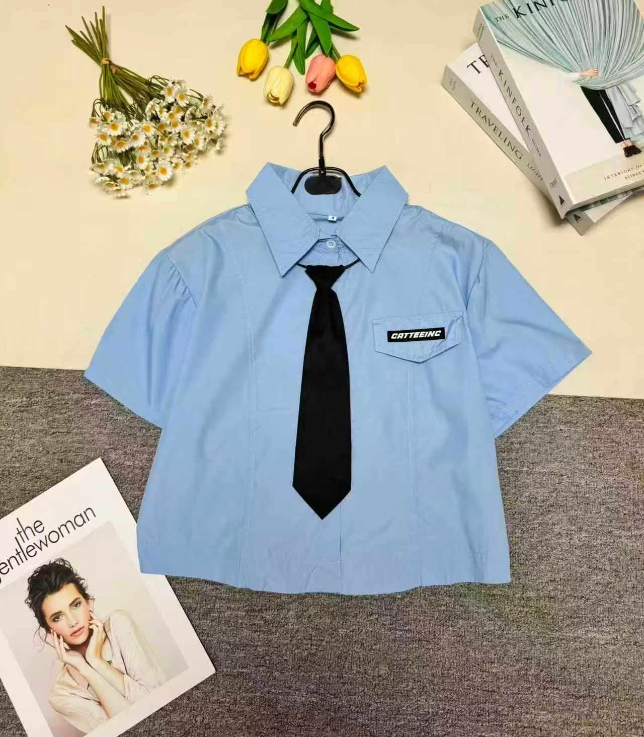 Preppy Style Tie Cropped Slim Waist JK Uniform Top 362 Pieces - Image 5