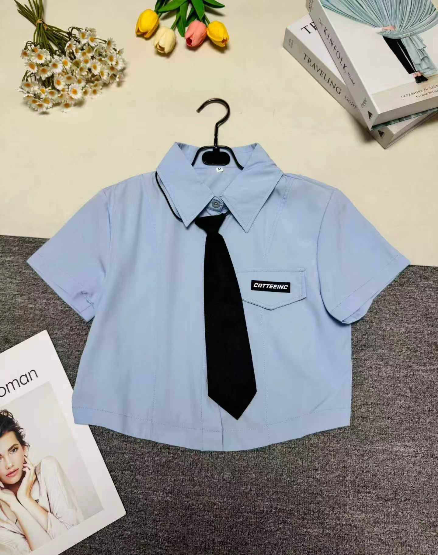 Preppy Style Tie Cropped Slim Waist JK Uniform Top 362 Pieces - Image 6