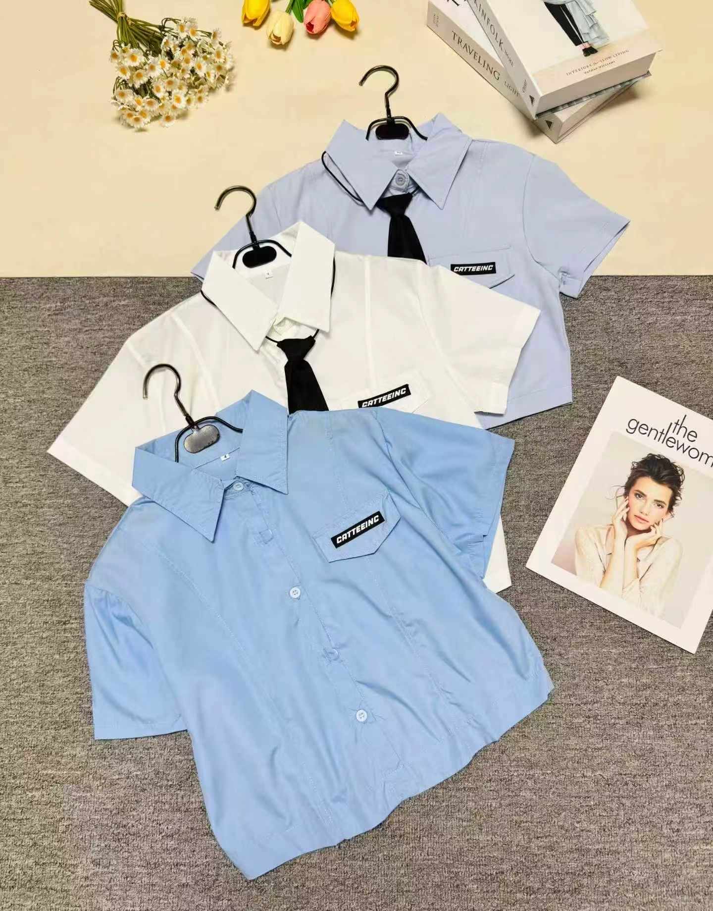 Preppy Style Tie Cropped Slim Waist JK Uniform Top 362 Pieces - Image 7