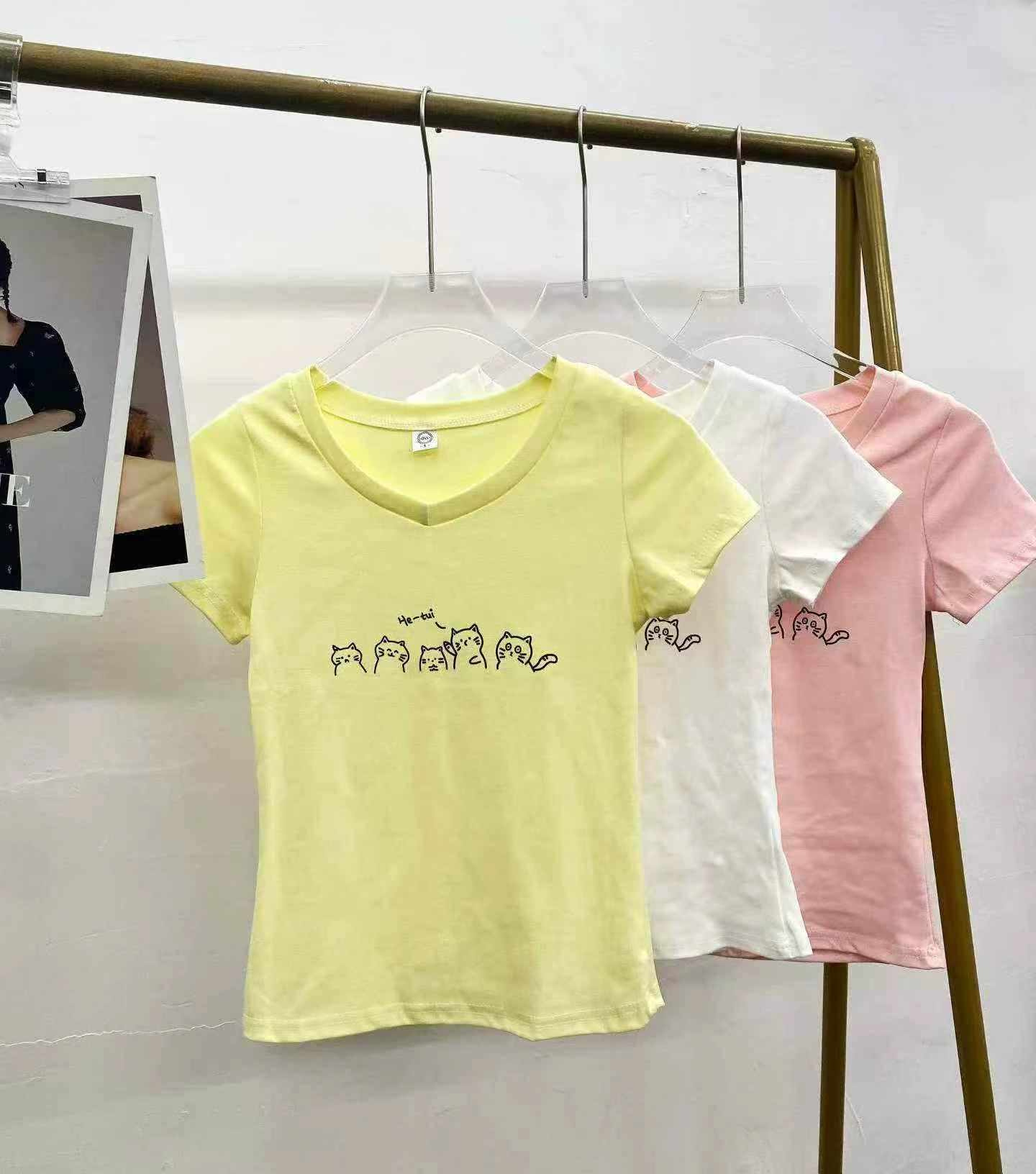 700 Pieces Pure Cotton Women Printed Short Sleeve T-shirts - Image 3