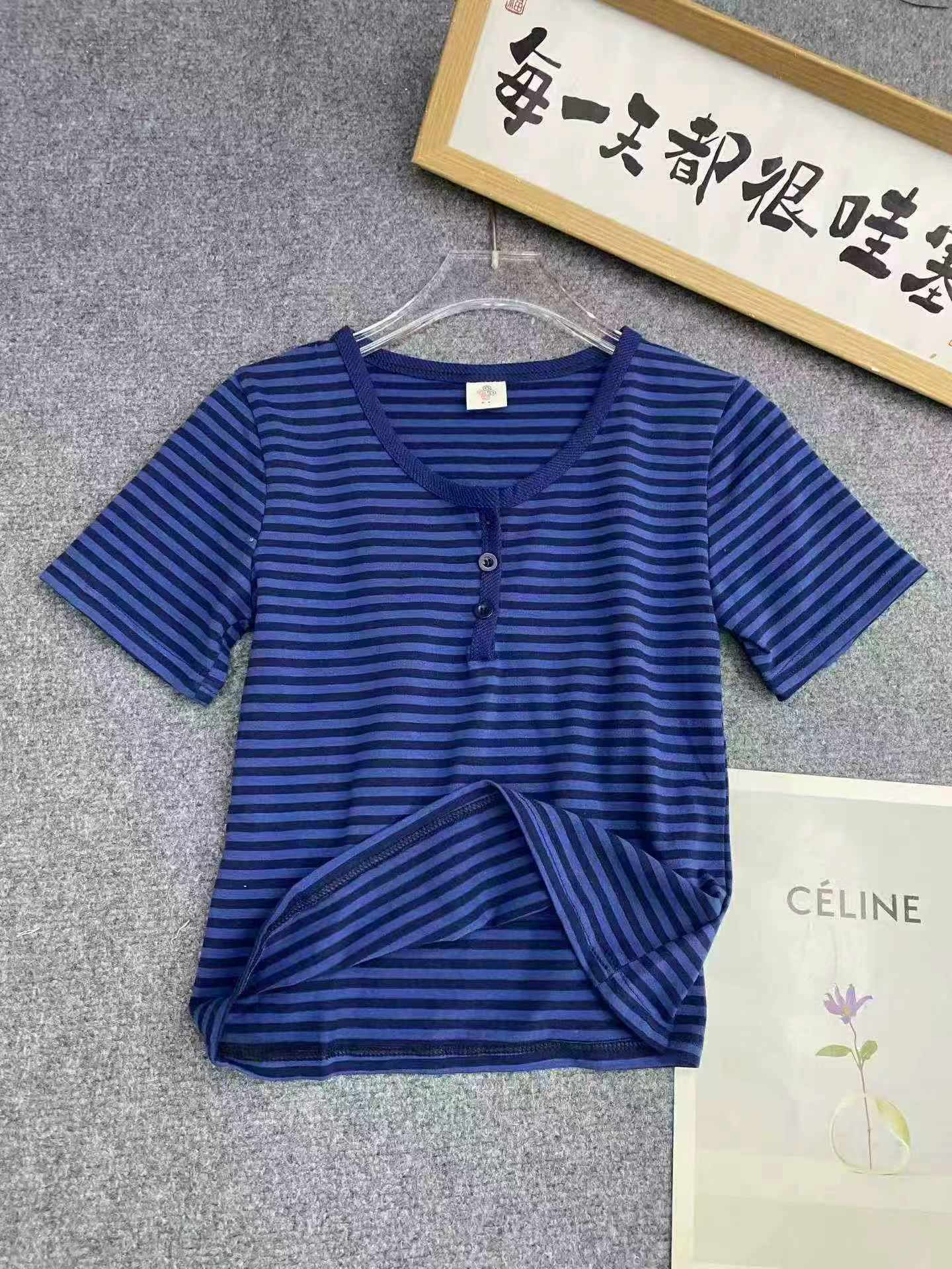 American Regular Shoulder Striped Cotton Short Sleeve T-shirts 282 Pieces - Image 3