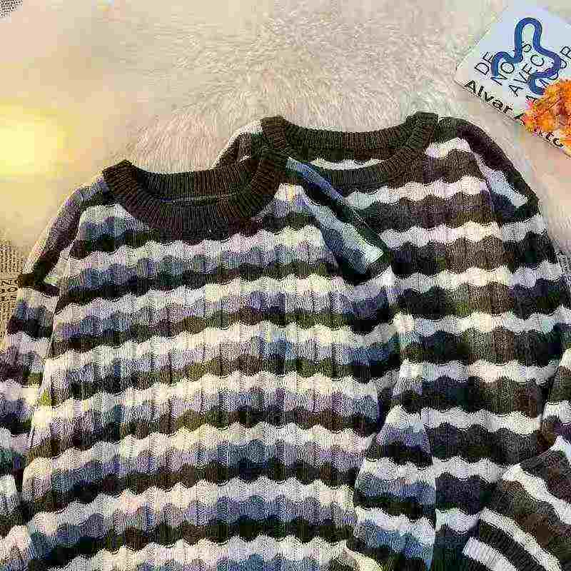 Autumn Winter Men Ins Vintage Stripe Loose Sweater 220PCS - Image 4