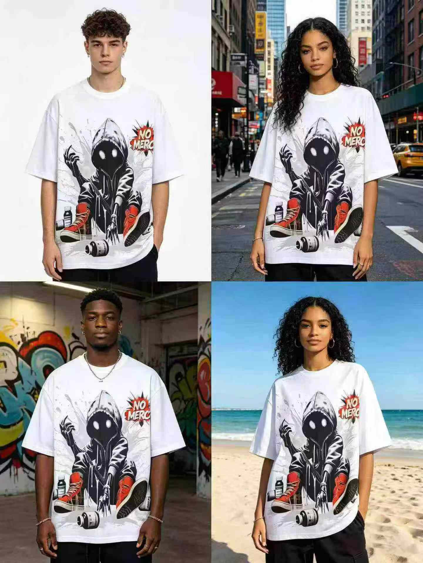Cerca de 1800 Peças de T-shirts Unissex Oversized de Peso Pesado de 300g - Image 6