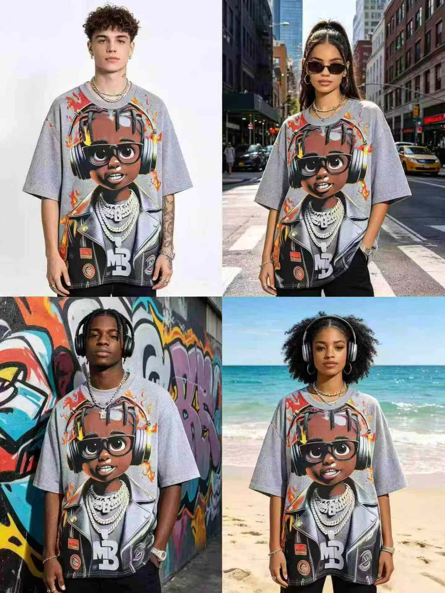 Cerca de 1800 Peças de T-shirts Unissex Oversized de Peso Pesado de 300g - Image 7
