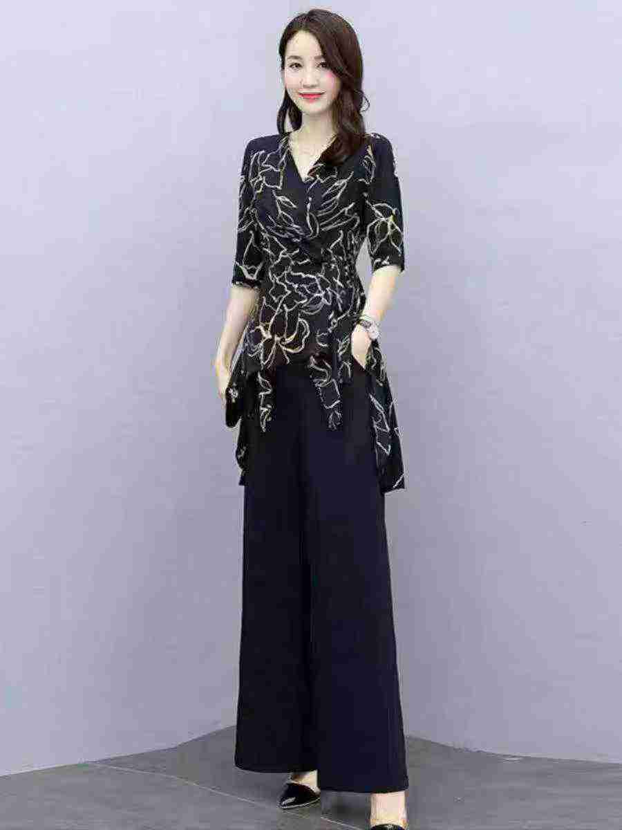 301 Pcs Summer Women's V-neck Tie Chiffon Blouse - Image 2