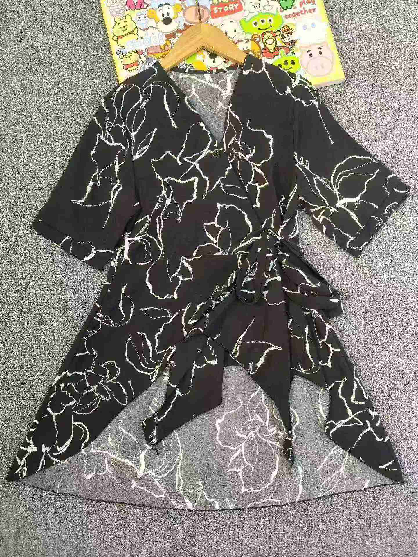 301 Pcs Summer Women's V-neck Tie Chiffon Blouse - Image 7