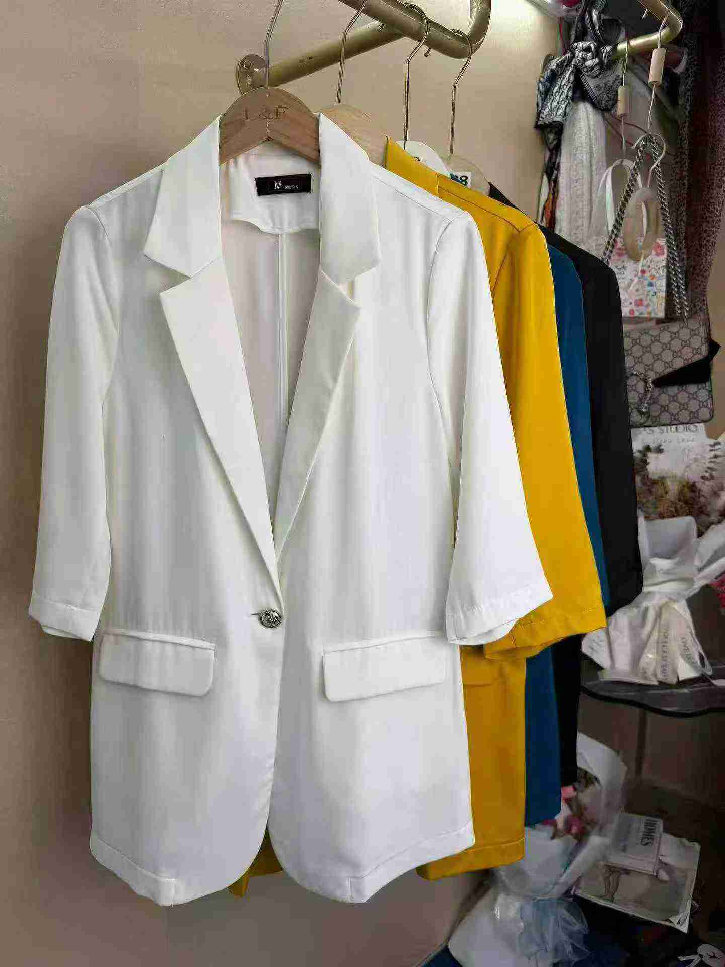 High Quality Women's Mid-sleeve Acetate Blazer, 4 Colors, S-4XL, 630 Pcs, Independent Packaging - Image 4