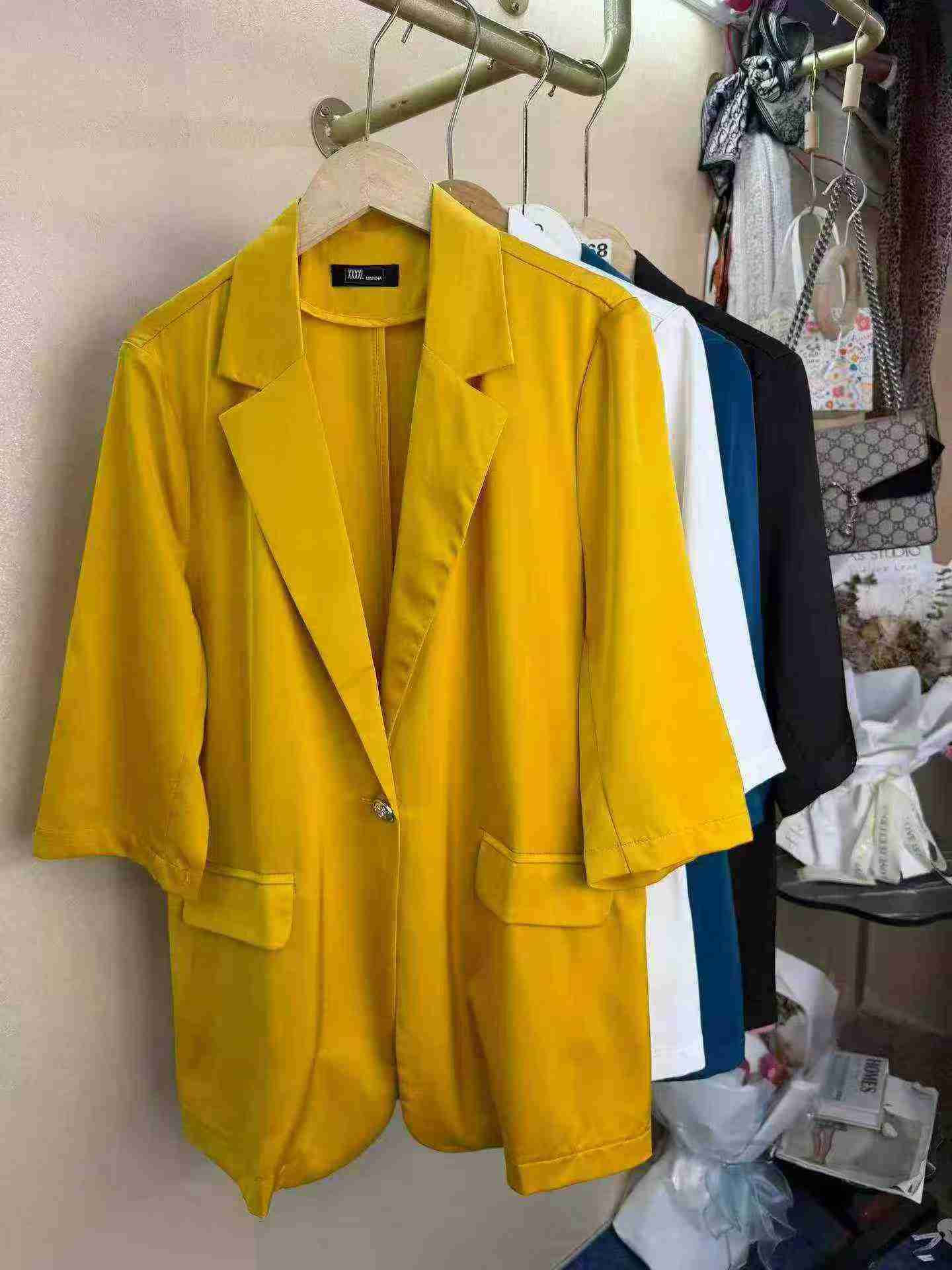 High Quality Women's Mid-sleeve Acetate Blazer, 4 Colors, S-4XL, 630 Pcs, Independent Packaging - Image 5