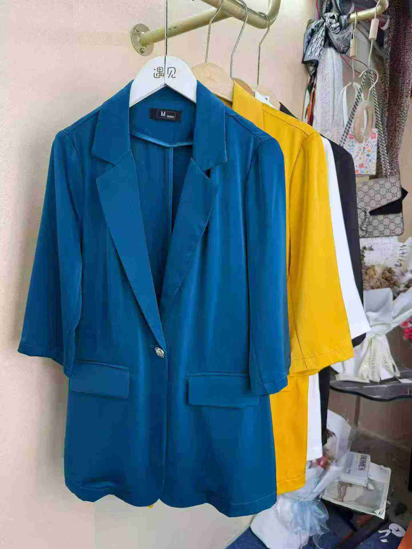 High Quality Women's Mid-sleeve Acetate Blazer, 4 Colors, S-4XL, 630 Pcs, Independent Packaging - Image 6